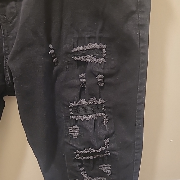 Distressed Waimea Mens Skinny Fit Black Jeans Ripped 38x32 - Picture 3 of 10